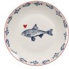 Clayre & Eef plato llano SSFDP Blanco Azul motivo pez Ø 20x2 cm porcelana