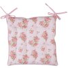 Cojín para silla Clayre & Eef estampado rosa 40x40x4 cm algodón con lazos de cinta