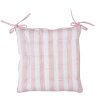 Cojín para silla Clayre & Eef estampado rosa 40x40x4 cm algodón con lazos de cinta