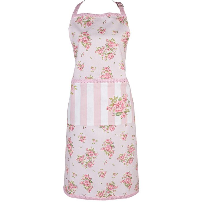 Clayre & Eef SWR41-1 Delantal de Cocina Rosa 70x85 cm Algodón Estampado Rosa