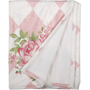 Clayre & Eef SWR60 Plaid Rosa Blanco 130x170 cm