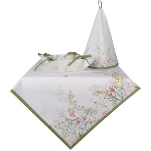 Clayre & Eef WFF47 Panera Blanco Botánico 35x35x8 cm Algodón