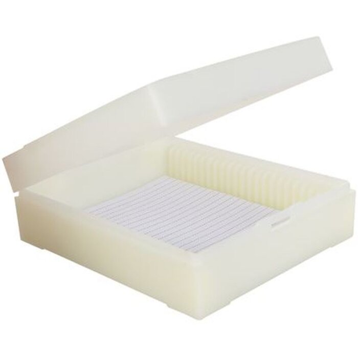 Caja portaobjetos Byomic para 25 portaobjetos de microscopio