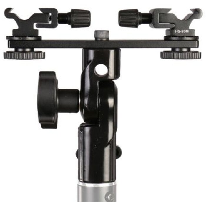 Falcon Eyes CLD-14A Soporte basculante de doble montura con 2 adaptadores de zapata HS-20M