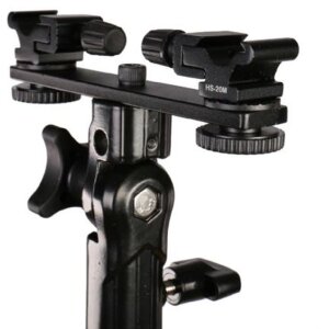 Falcon Eyes CLD-14A Soporte basculante de doble montura con 2 adaptadores de zapata HS-20M