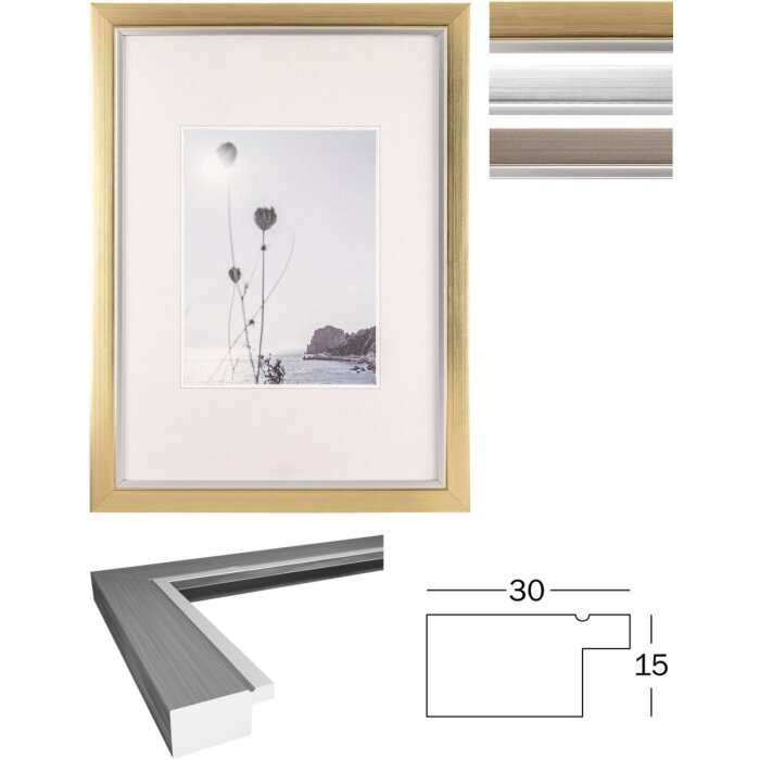 Walther marco de fotos Más allá de DIN A4 A3 poliestireno borde de plata vidrio transparente MDF