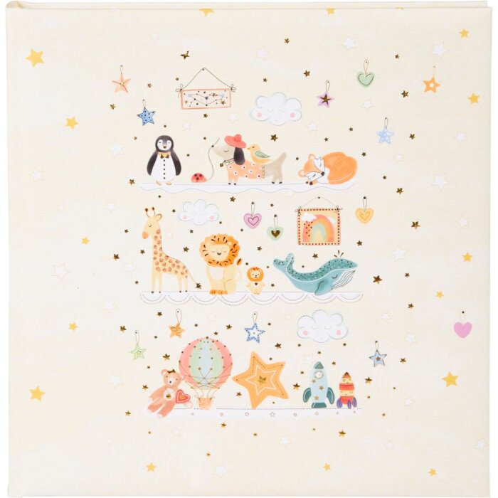 Goldbuch álbum bebé Toy Zoo 30x31 cm 60 páginas blancas motivo animal gofrado plata