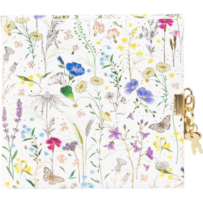 Agenda Goldbuch con cerradura Pradera de verano blanca 16,5x16,5 cm 96 páginas blancas