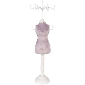 Clayre & Eef 65312 Joyero 12x12x39 cm Violeta Blanco