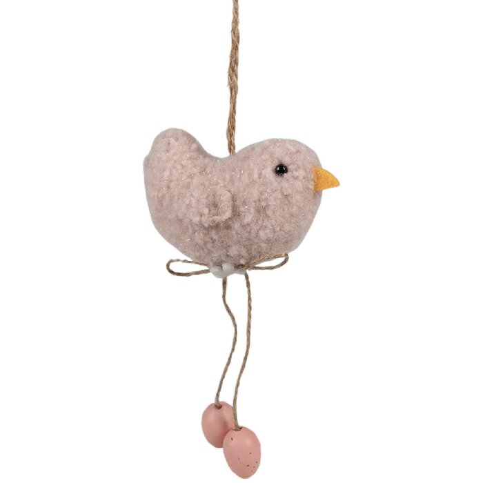 Clayre & Eef 65345 Colgante Decoración Pájaro 10x3x14 cm Rosa