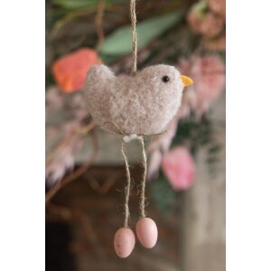 Clayre & Eef 65345 Colgante Decoración Pájaro 10x3x14 cm Rosa