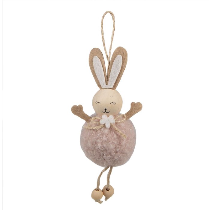 Clayre & Eef 65346 Decoración Colgante Conejo 7x4x15 cm Rosa