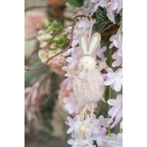 Clayre & Eef 65346 Decoración Colgante Conejo 7x4x15 cm Rosa