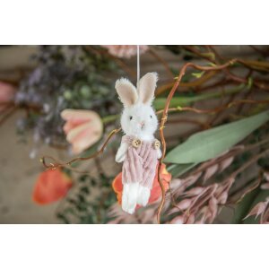 Clayre & Eef 65348 Decoración Colgante Conejo 6x4x14 cm Blanco