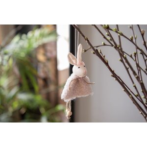 Clayre & Eef 65352 Colgante decorativo conejo 8x3x16 cm Rosa