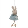 Clayre & Eef 65364 Decoración Colgante Conejo 6x3x13 cm Azul