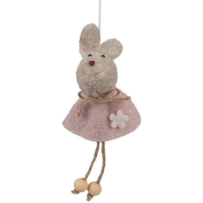 Clayre & Eef 65365 Colgante decorativo conejo 6x3x13 cm Rosa