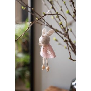 Clayre & Eef 65365 Colgante decorativo conejo 6x3x13 cm Rosa
