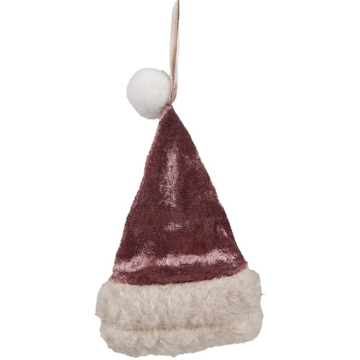 Clayre & Eef 65367 Colgante decorativo Gorro de Navidad 8x1x13 cm Rosa
