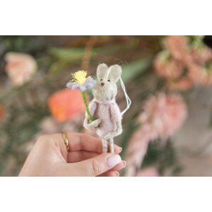 Clayre & Eef 65371 Colgante decorativo conejo 5x3x11 cm Beige Rosa