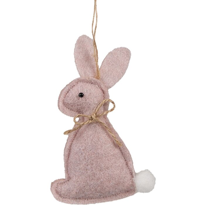 Clayre & Eef 65373 Colgante decorativo conejo 6x1x10 cm Rosa