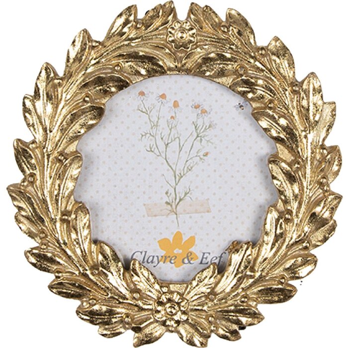 Clayre & Eef 2F1051 Marco de fotos 11x2x11 cm / Ø 8 cm Color oro