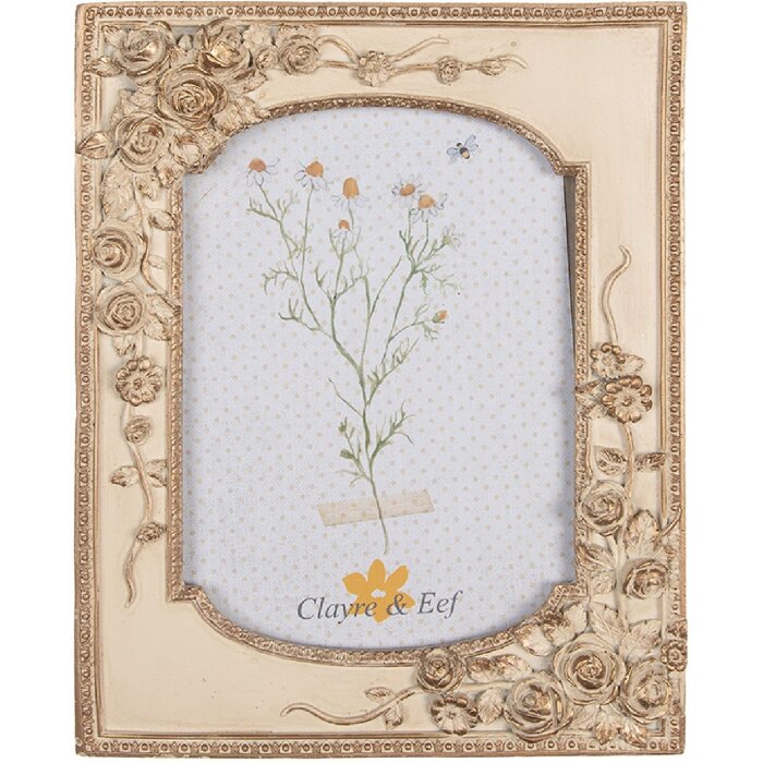 Clayre & Eef 2F1058 Marco de fotos 18x3x23 cm / 13x18 cm Beige Dorado