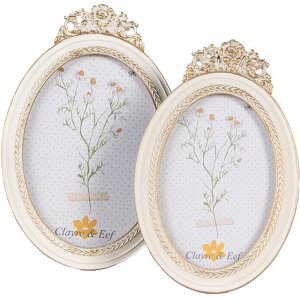 Clayre & Eef 2F1061 Marco de fotos 16x2x23 cm / 13x18 cm Color oro blanco