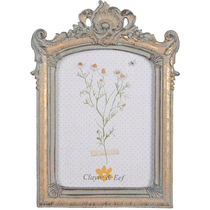 Clayre & Eef 2F1090 Marco de fotos 18x2x25 cm / 13x18 cm Gris Dorado