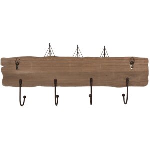 Clayre & Eef 5H0684 Perchero de pared marrón 63x8x27 cm madera hierro estilo country