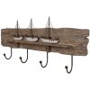 Clayre & Eef 5H0684 Perchero de pared marrón 63x8x27 cm madera hierro estilo country