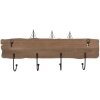 Clayre & Eef 5H0684 Perchero de pared marrón 63x8x27 cm madera hierro estilo country