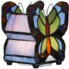 LumiLamp 5LL-6340 Lámpara de mesa Tiffany mariposa 15x8x13 cm (LED) Azul