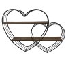 Clayre & Eef 5Y1166 Estantería de pared corazón 93x15x65 cm negro marrón