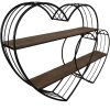 Clayre & Eef 5Y1166 Estantería de pared corazón 93x15x65 cm negro marrón