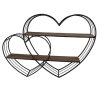 Clayre & Eef 5Y1166 Estantería de pared corazón 93x15x65 cm negro marrón