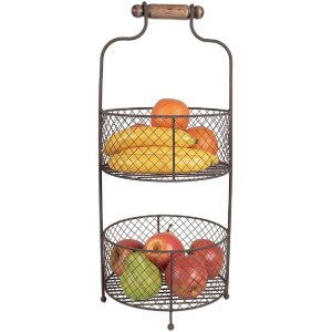 Clayre & Eef 5Y1191 Estante de hierro con cestas Ø 25x59 cm Marrón