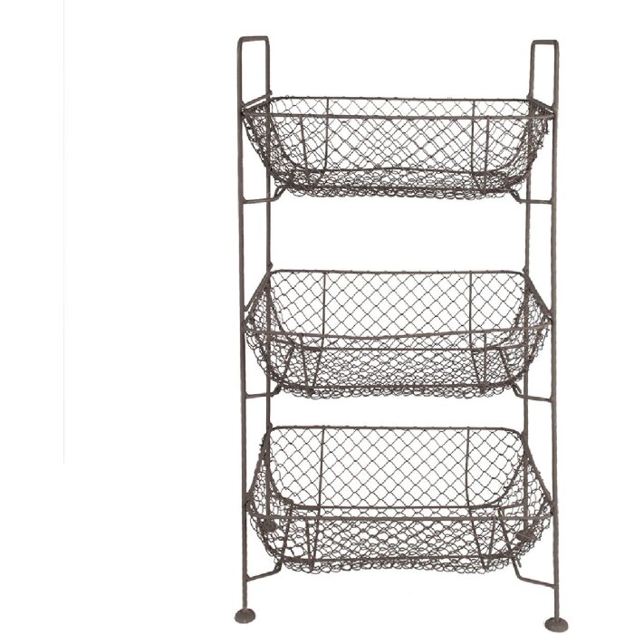 Clayre & Eef 5Y1192 Estantería de hierro con cestas 35x26x71 cm Marrón