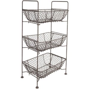 Clayre & Eef 5Y1192 Estantería de hierro con cestas 35x26x71 cm Marrón