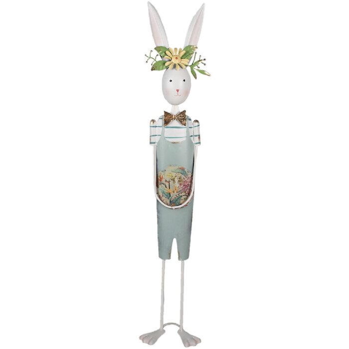 Clayre & Eef 5Y1216 Decoración Conejo 17x12x88 cm Blanco Verde
