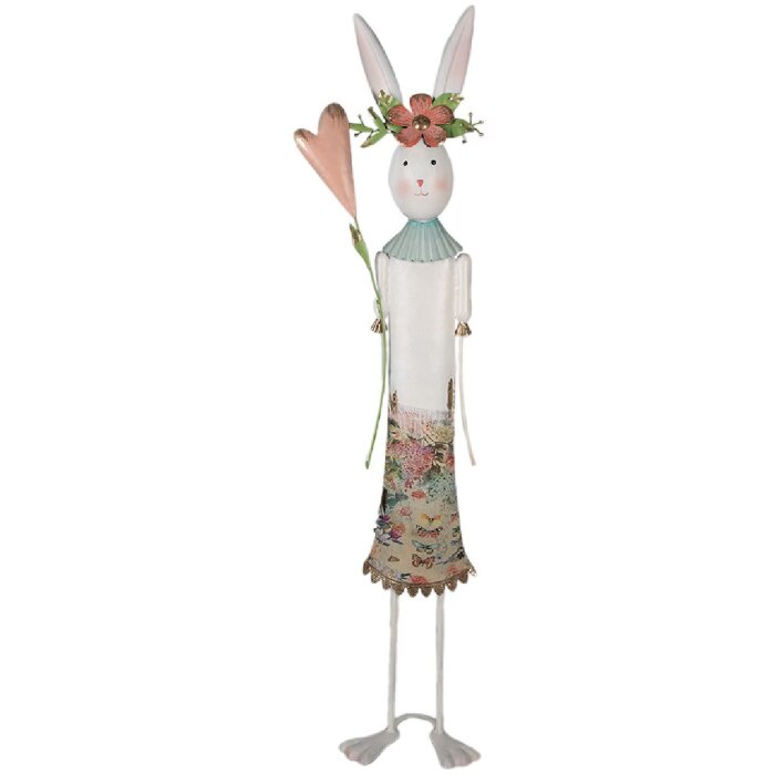 Clayre & Eef 5Y1217 Decoración Conejo Blanco Rosa 22x12x88 cm