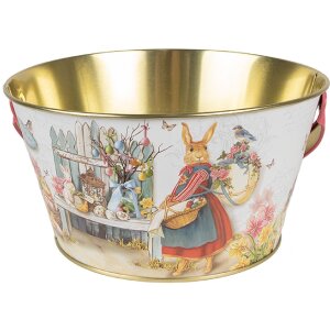 Clayre & Eef 6BL0108 Cesta de almacenaje Blanco Azul Rojo Ø 19x10 cm