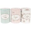 Clayre & Eef 6BL0111 Juego de 3 tarros, Ø 8x12 cm, blanco, floral