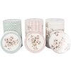 Clayre & Eef 6BL0111 Juego de 3 tarros, Ø 8x12 cm, blanco, floral