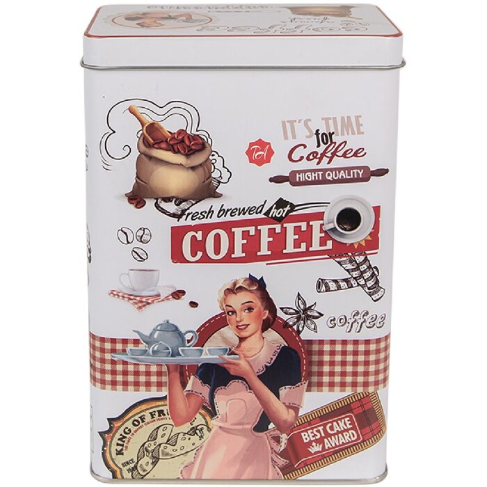 Clayre & Eef 6BL0128 Lata Blanco Rojo 8x12x19 cm