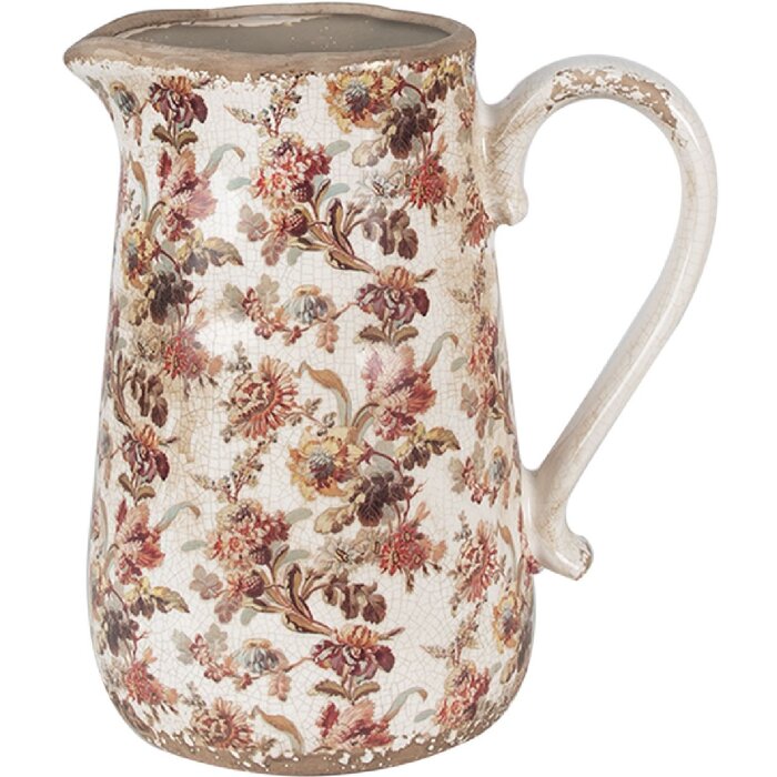 Clayre & Eef 6CE1651L Jarra Decoración 21x15x23 cm Beige Rosa