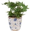 Clayre & Eef 6CE1658L Maceta Ø 16x16 cm Beige Azul Vintage Patrón Floral