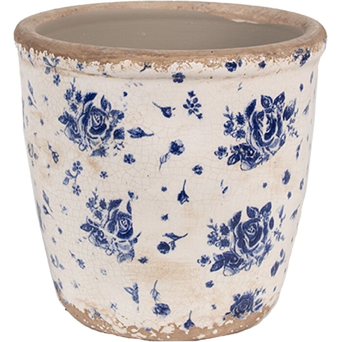 Clayre & Eef 6CE1658M Decoración Maceta Ø 15x14 cm Beige Azul