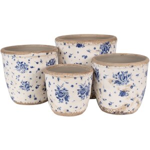 Clayre & Eef 6CE1658M Decoración Maceta Ø 15x14 cm Beige Azul