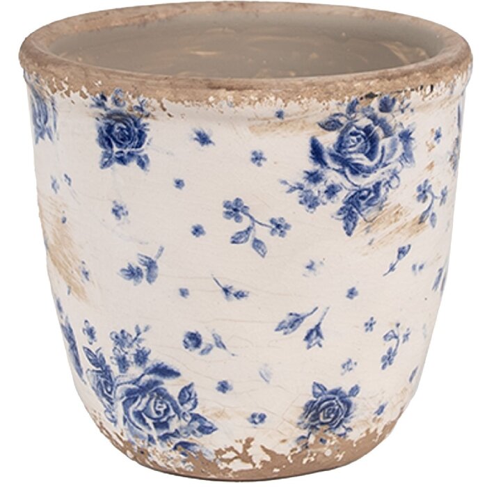 Clayre & Eef 6CE1658XS Decoración Maceta Ø 11x10 cm Beige Azul